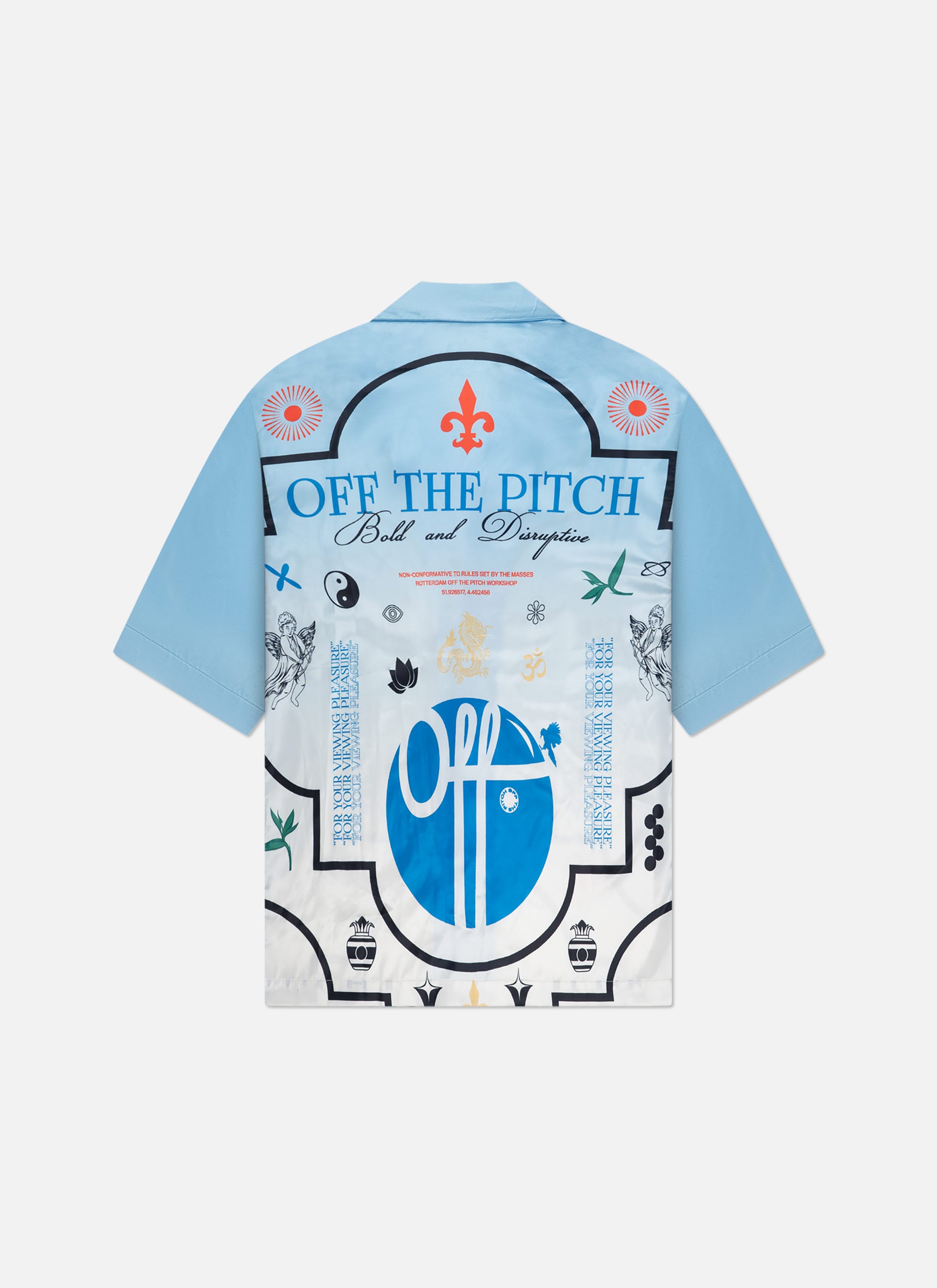Global Satin Shirt | White/Blue