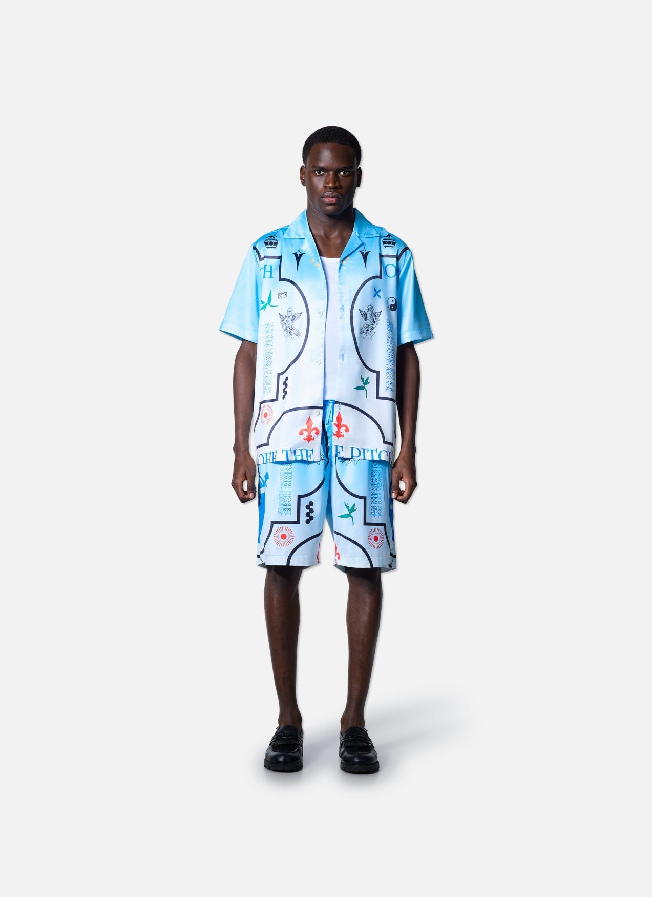 Global Satin Shorts | White/Blue