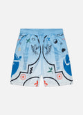 Global Satin Shorts | White/Blue