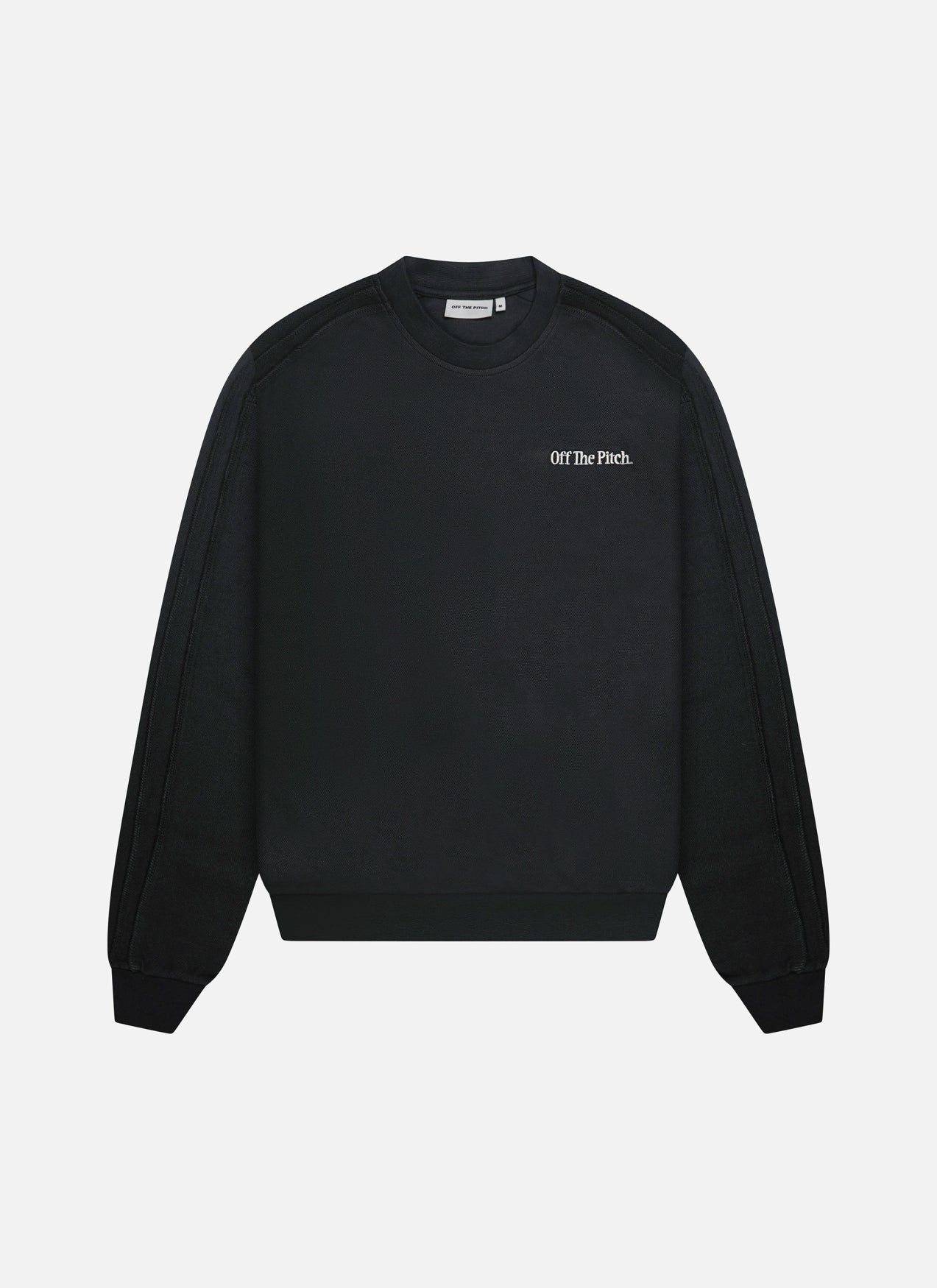 Camiseta de cuello redondo con panel de borde sin rematar | Negro