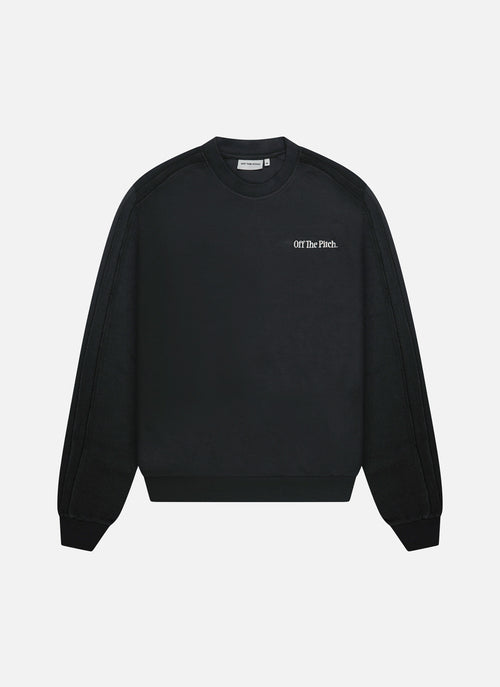 Camiseta de cuello redondo con panel de borde sin rematar | Negro