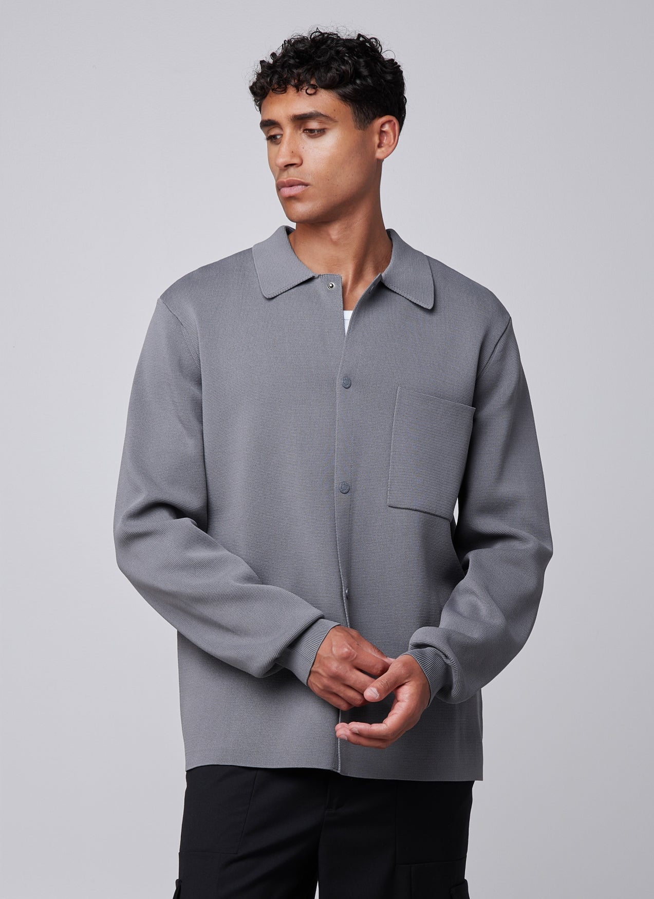 Sobrecamisa sastre de punto liso | Gris oscuro