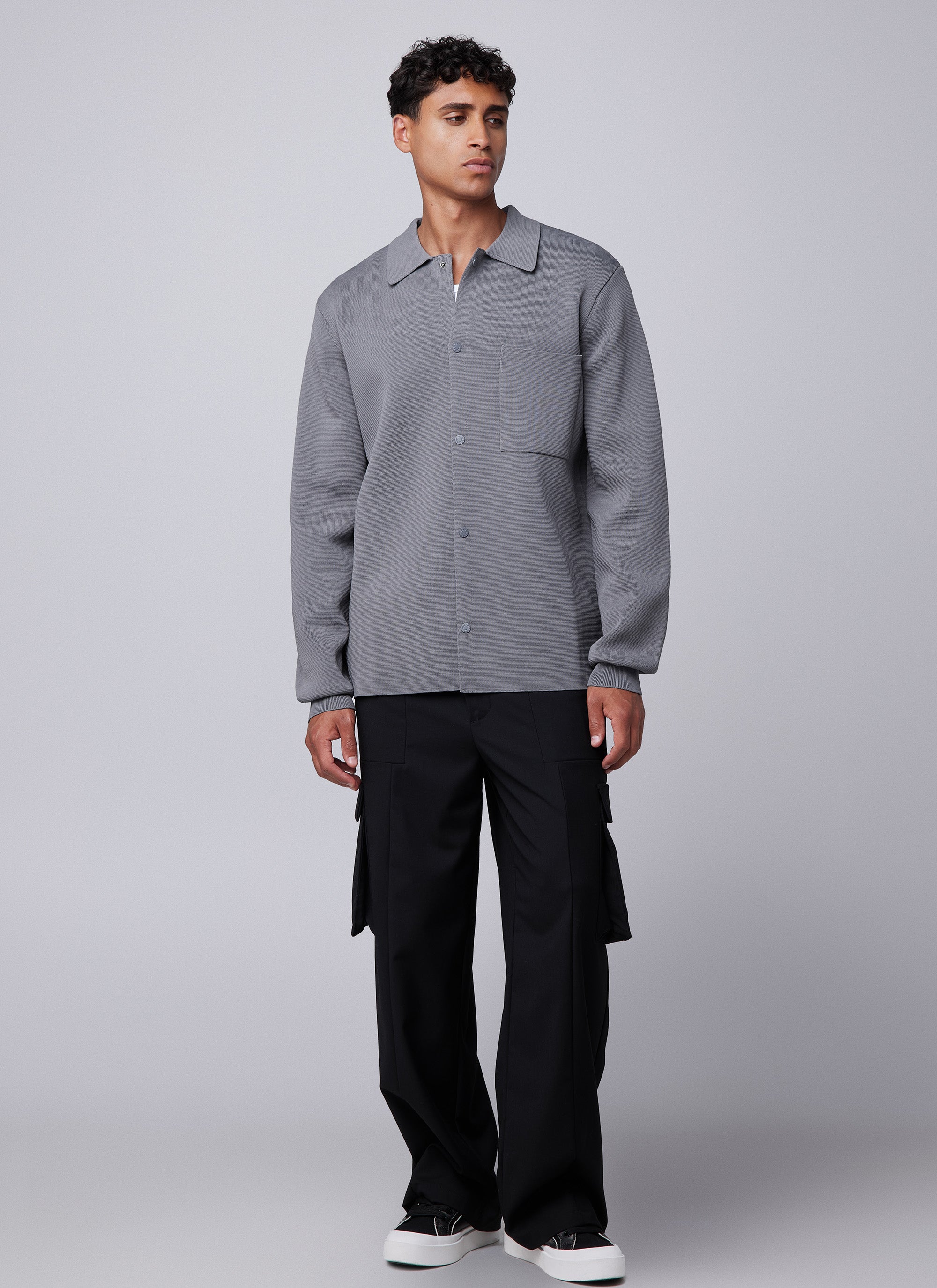 Sobrecamisa sastre de punto liso | Gris oscuro