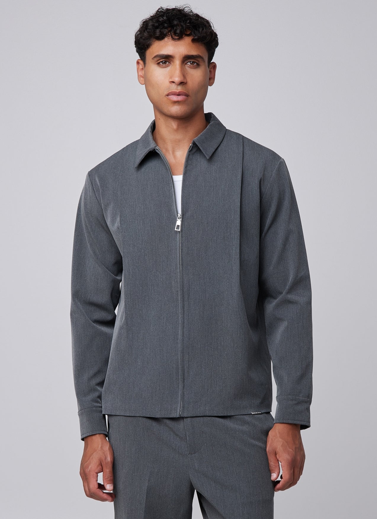 Pleated Overshirt | Dark grey