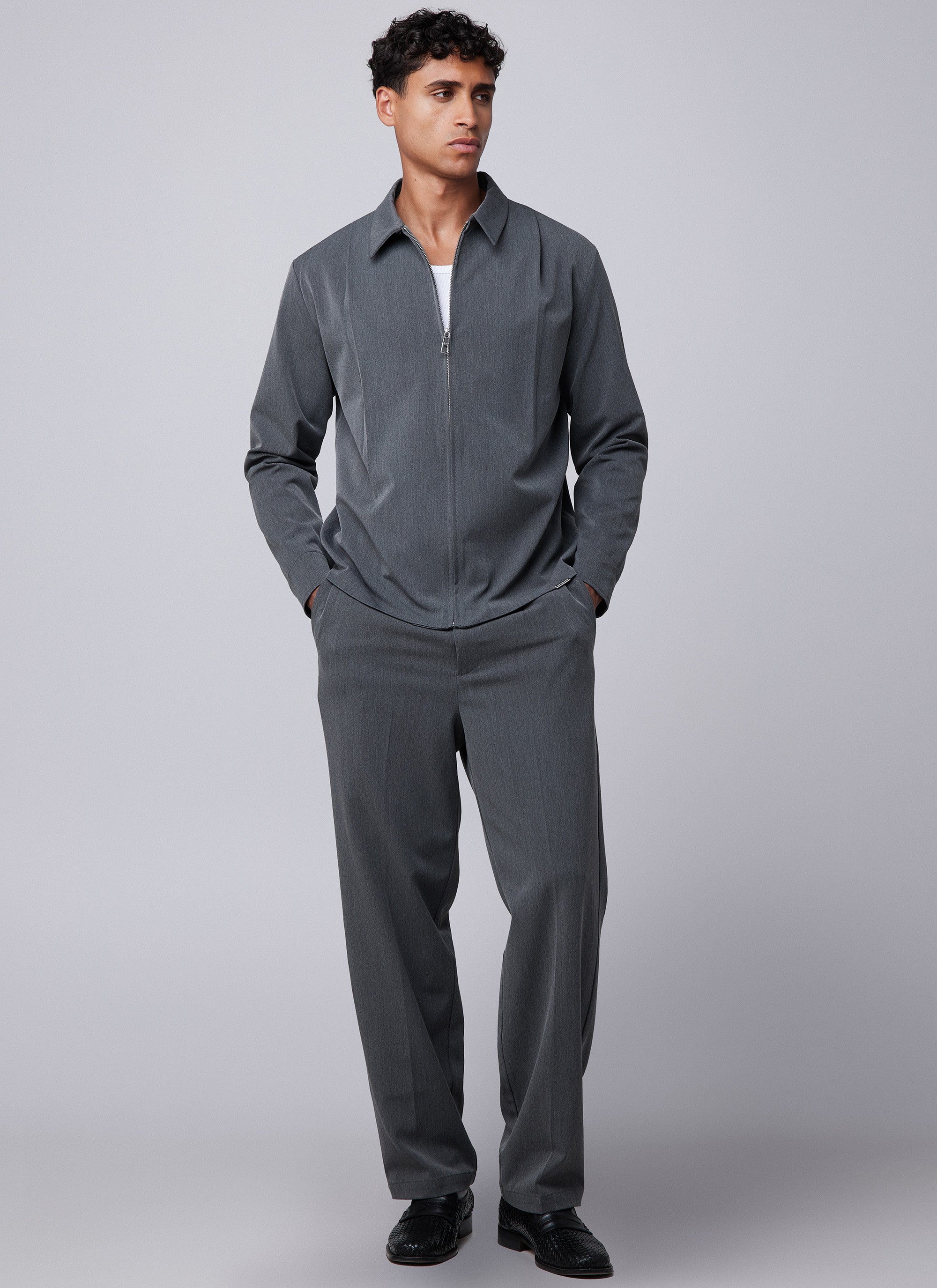 Pleated Overshirt | Dark grey