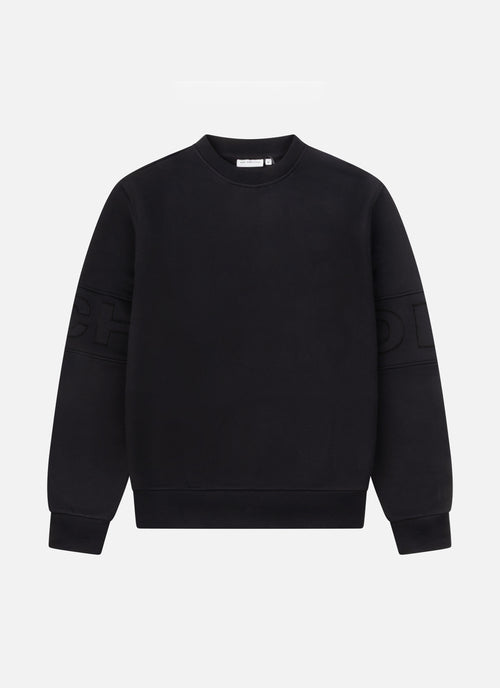 Sudadera de cuello redondo con parche del logo | Negro