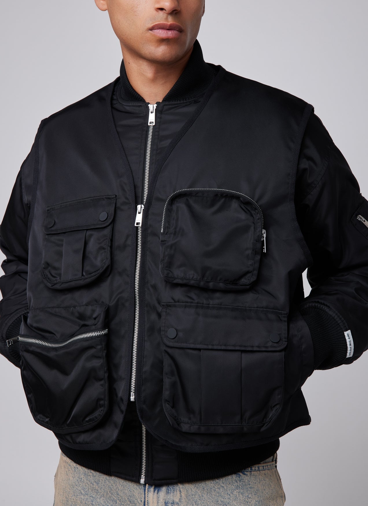 Double Layers Bomber Jacket | Black