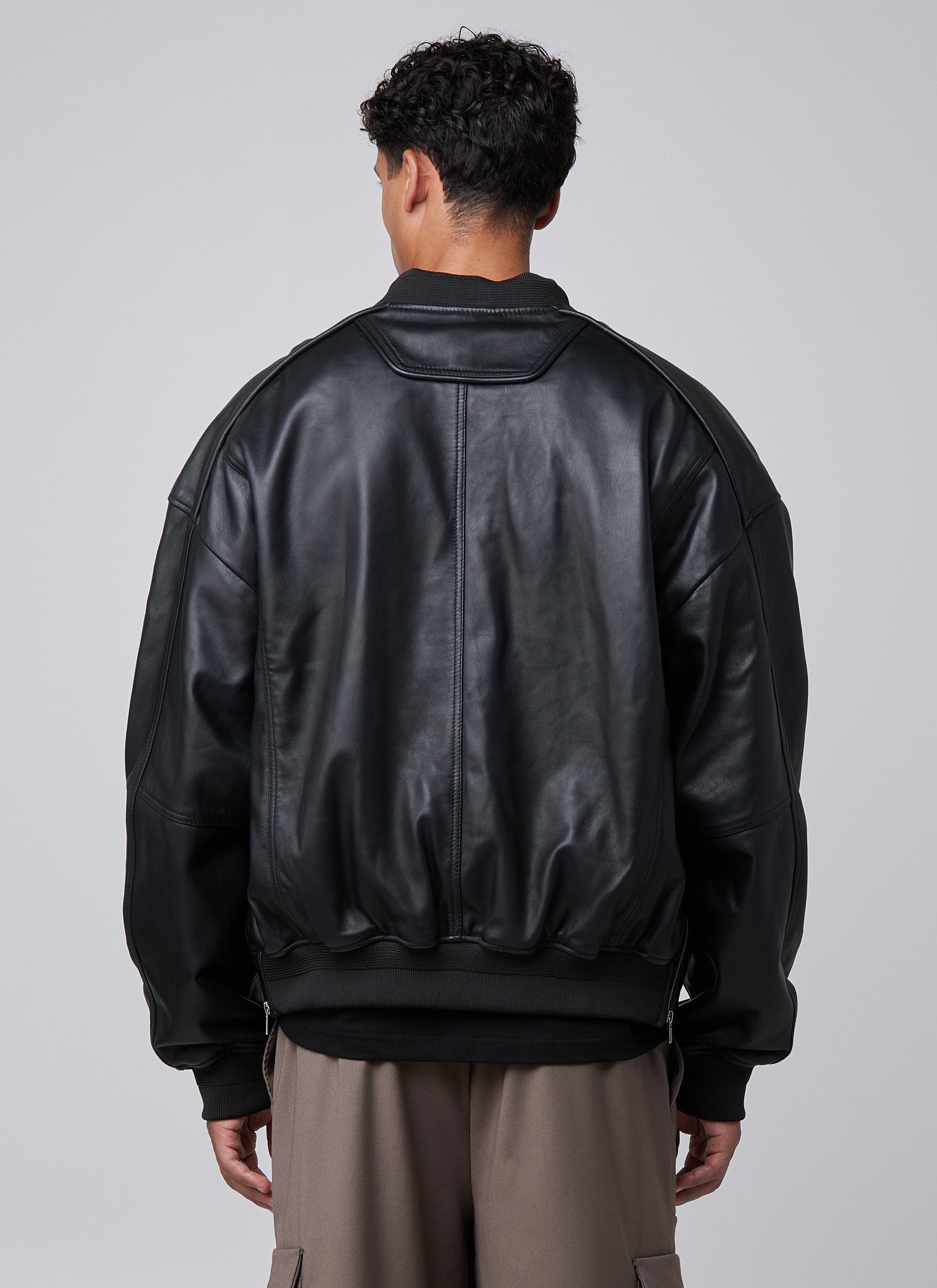 Chaqueta bomber de piel acolchada | Negro