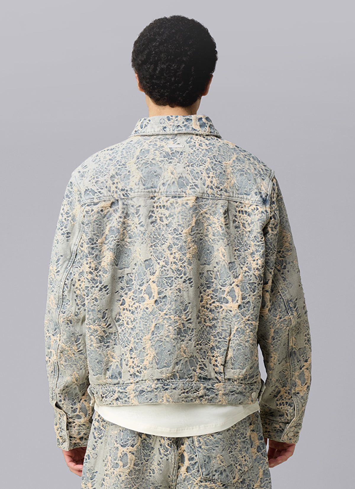 Jacquard Denim Jacket | Dusty Blue