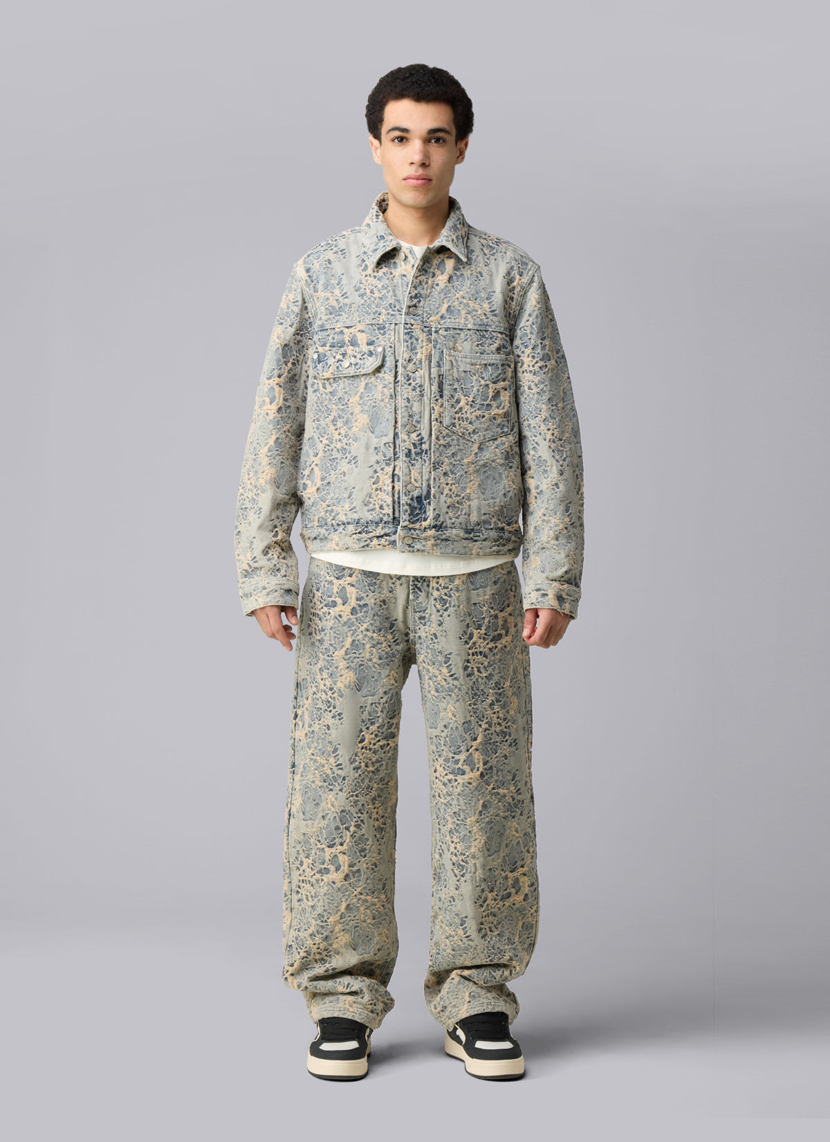 Jacquard Denim Jacket | Dusty Blue