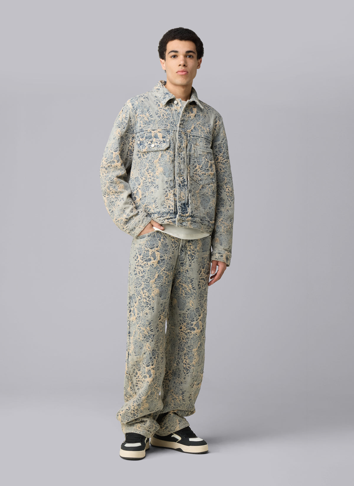 Jacquard Denim Jacket | Dusty Blue