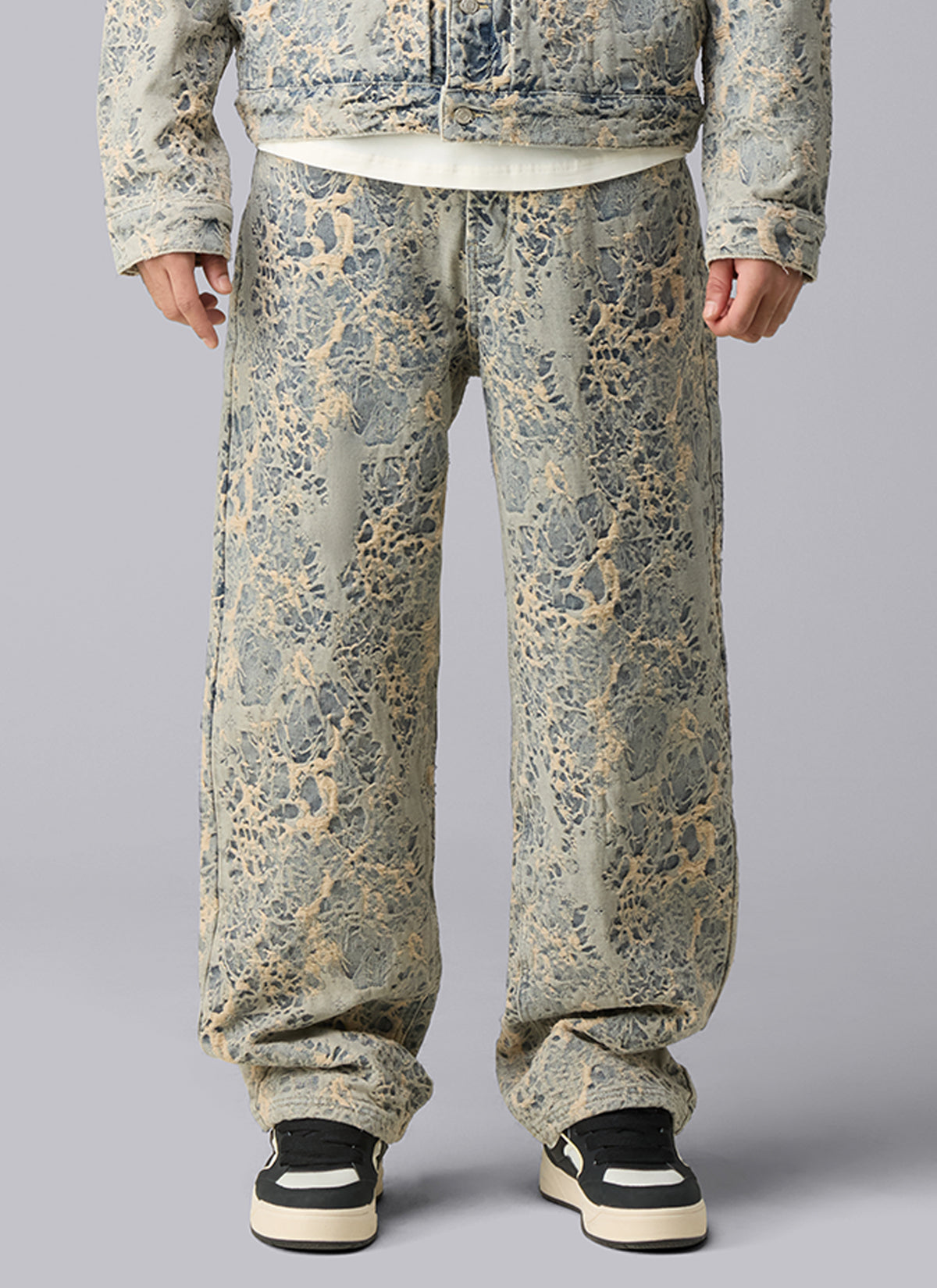 Jacquard Denim Jeans | Dusty Blue