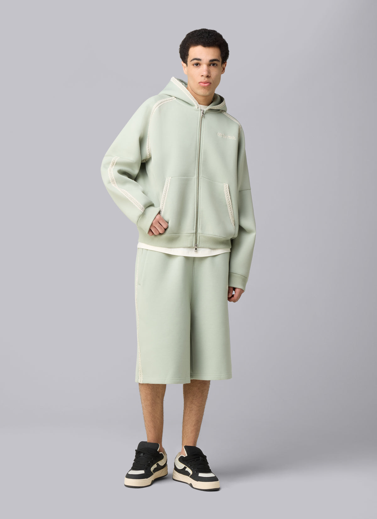 Adornment Zip Hood | Khaki