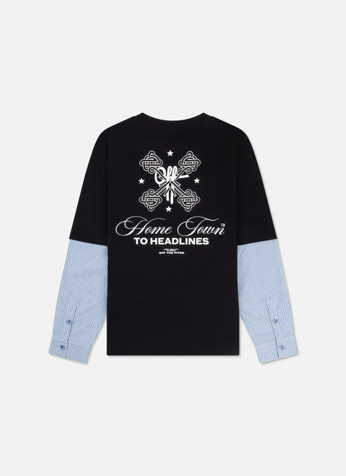 Home Town Layered Loose Fit Tee | Black