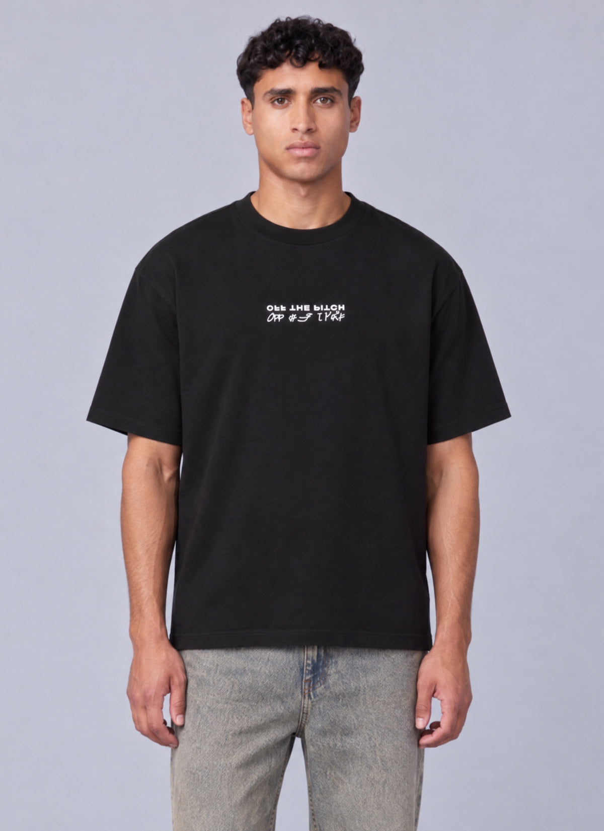 Reverse Box Fit Tee | Washed Black