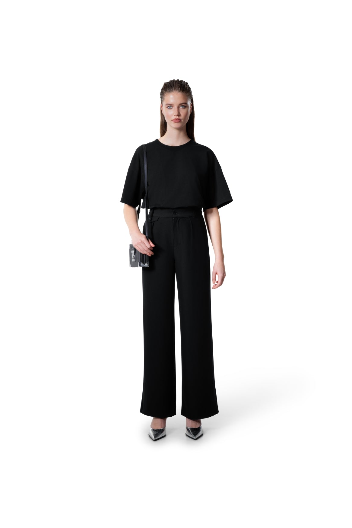 Relaxed Fit Retro collar tee | Black