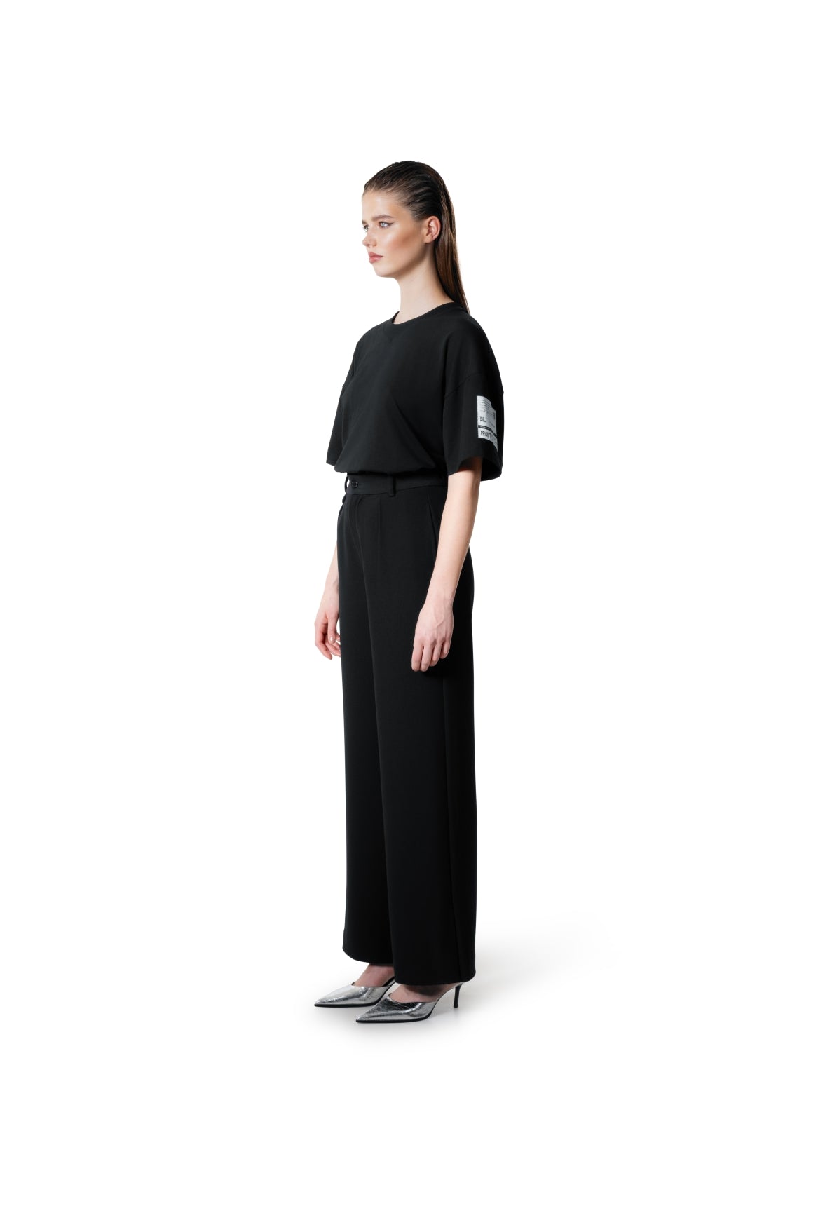 Relaxed Fit Retro collar tee | Black