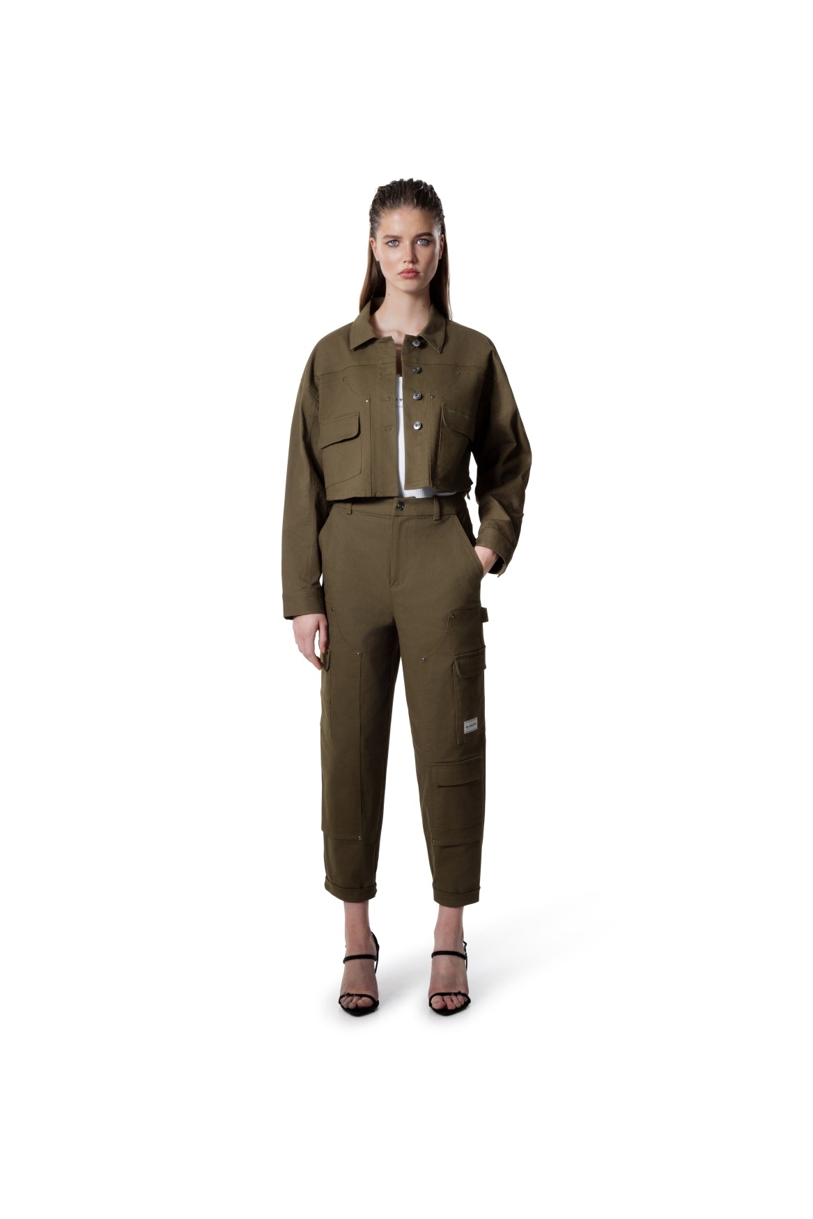 Cropped Carpenter Jacket | Army
