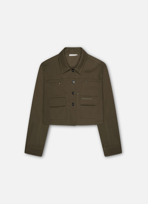 Cropped Carpenter Jacket | Army