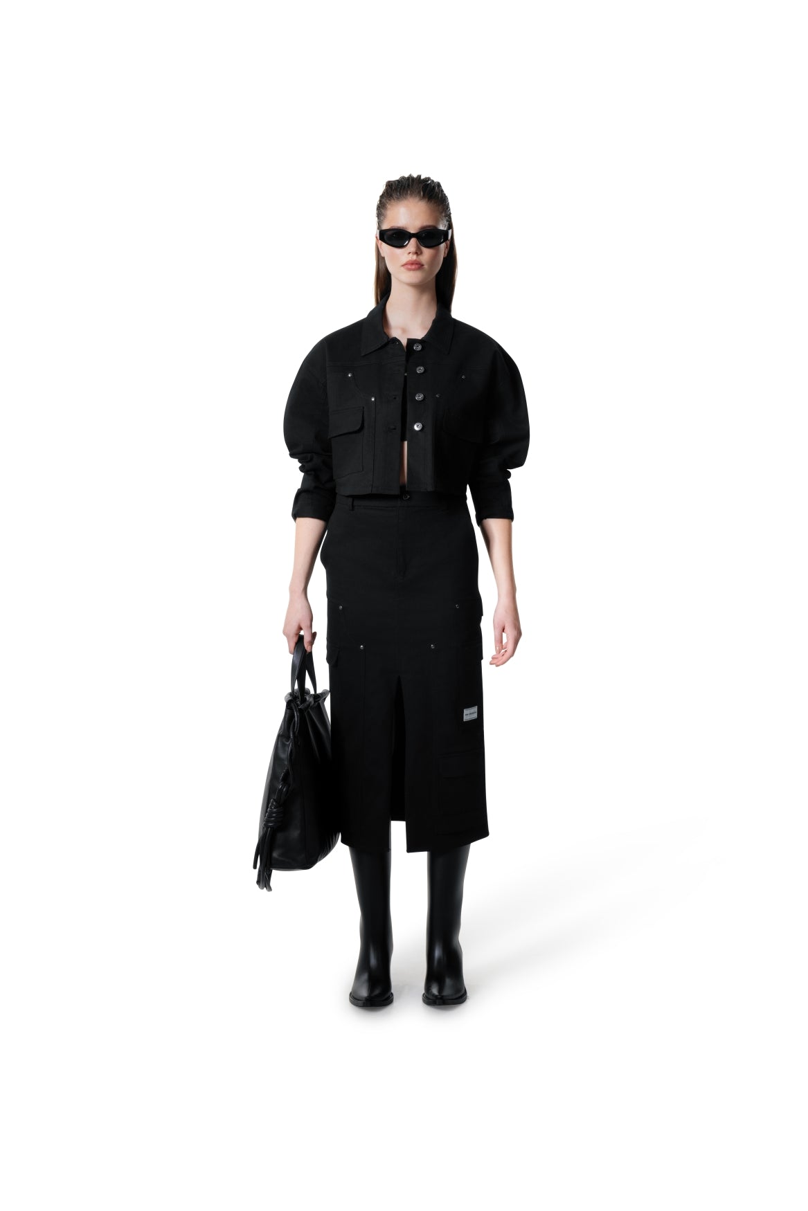 Cropped Carpenter Jacket | Black