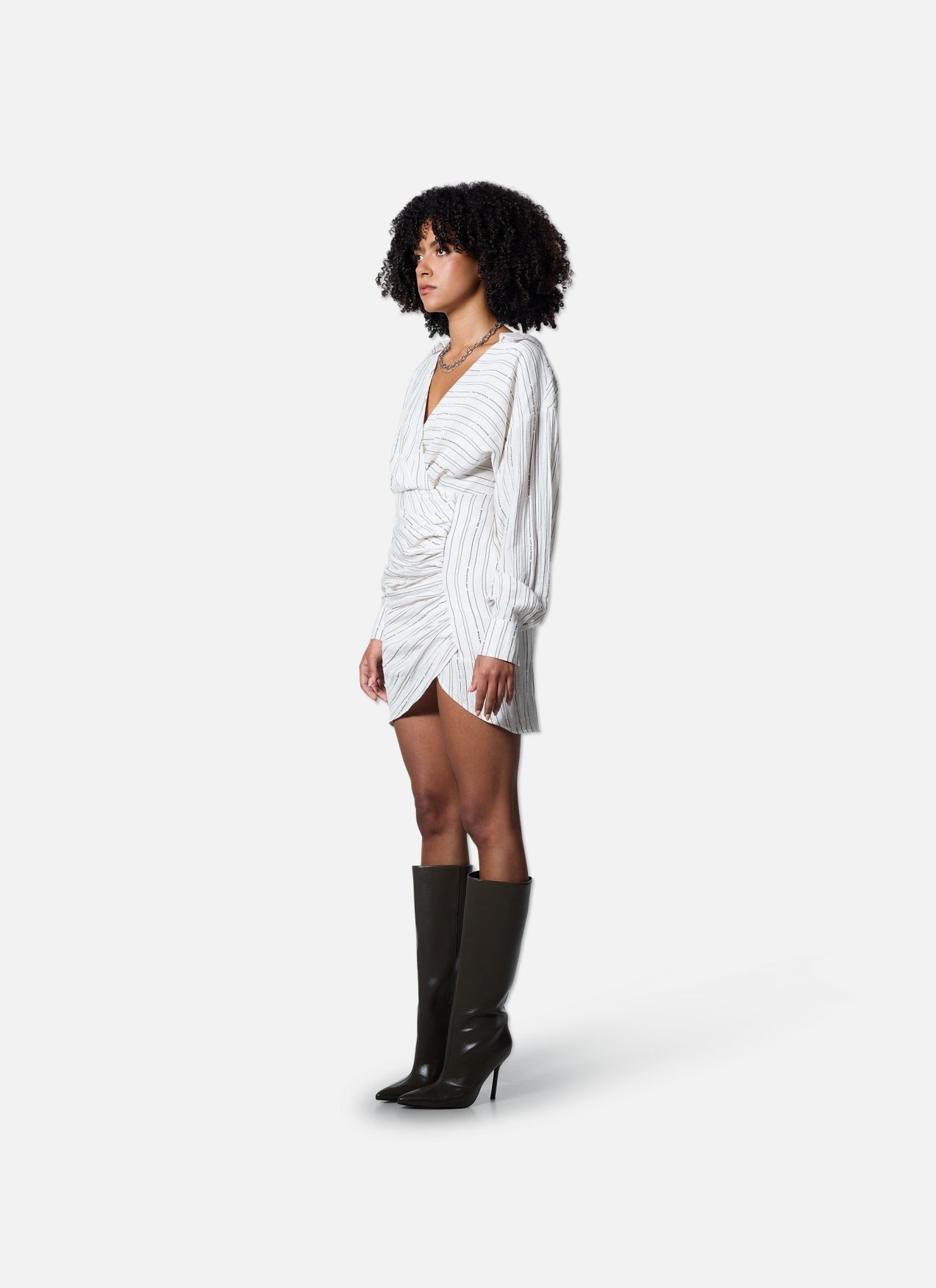 Pleated Stripe Dress | Off White