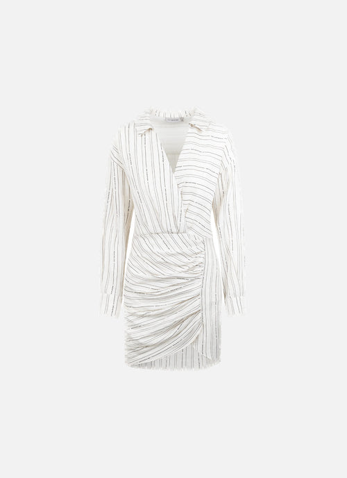 Pleated Stripe Dress | Off White