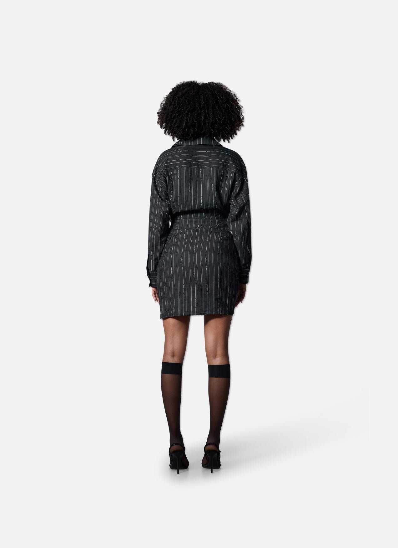 Pleated Stripe Dress | Black