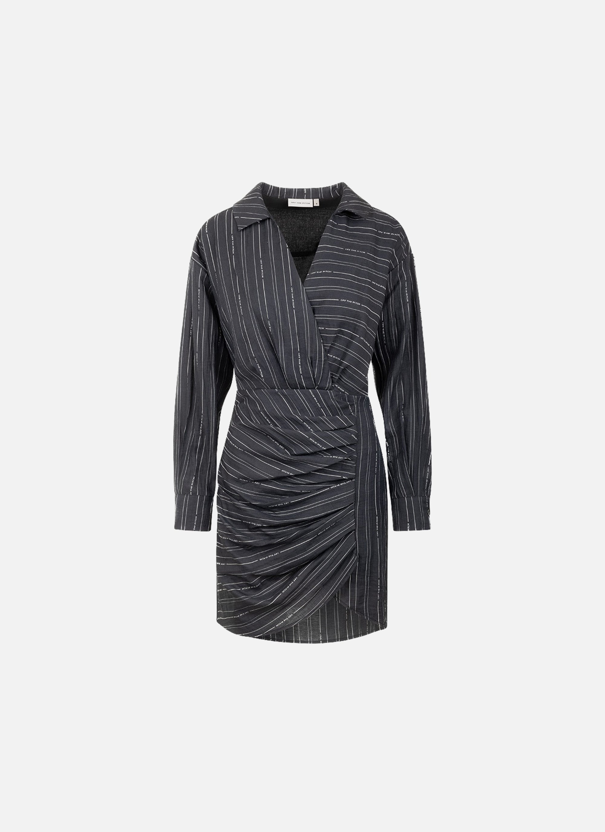 Pleated Stripe Dress | Black