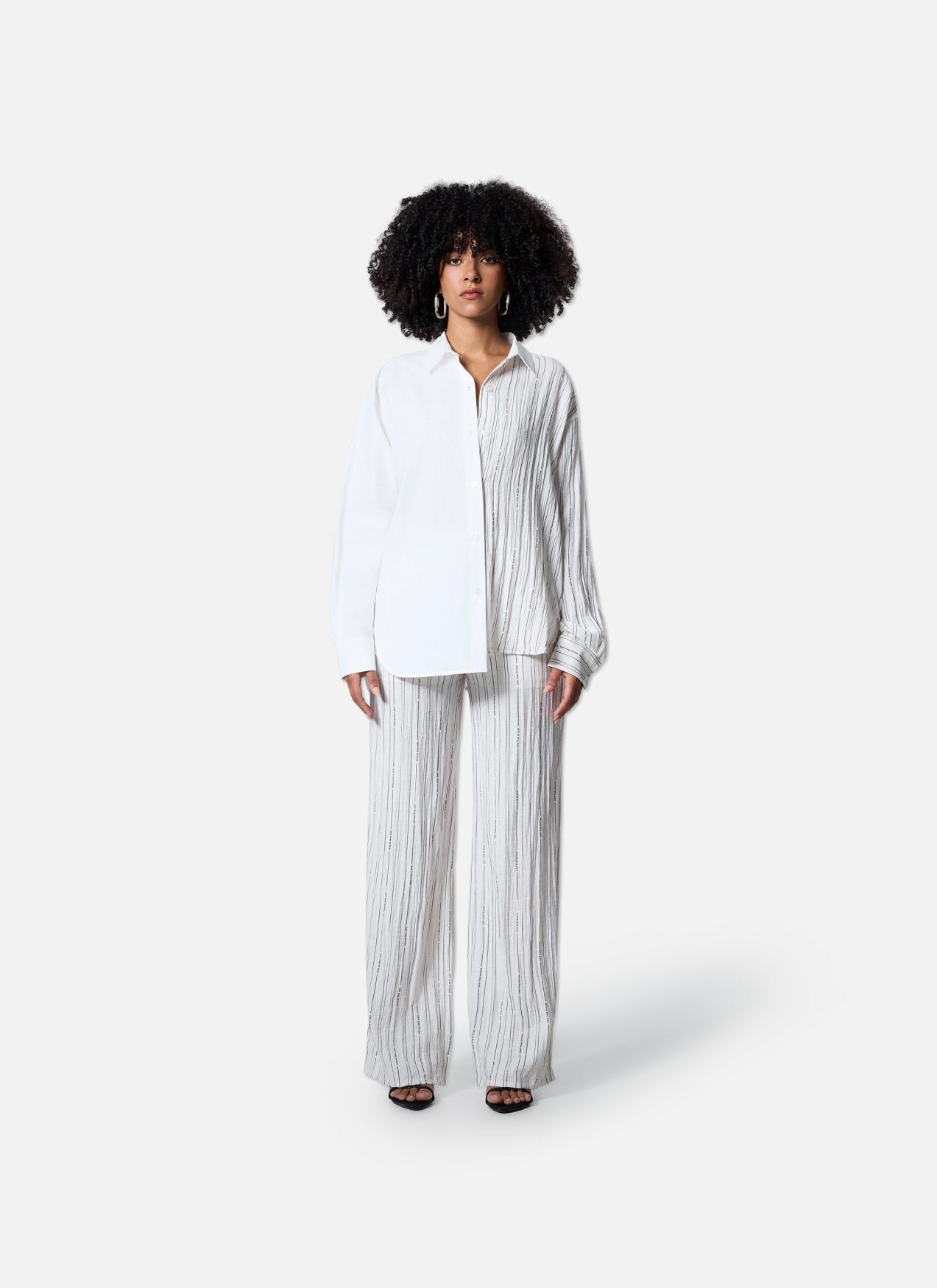 Asymmetric Striped Shirt | White