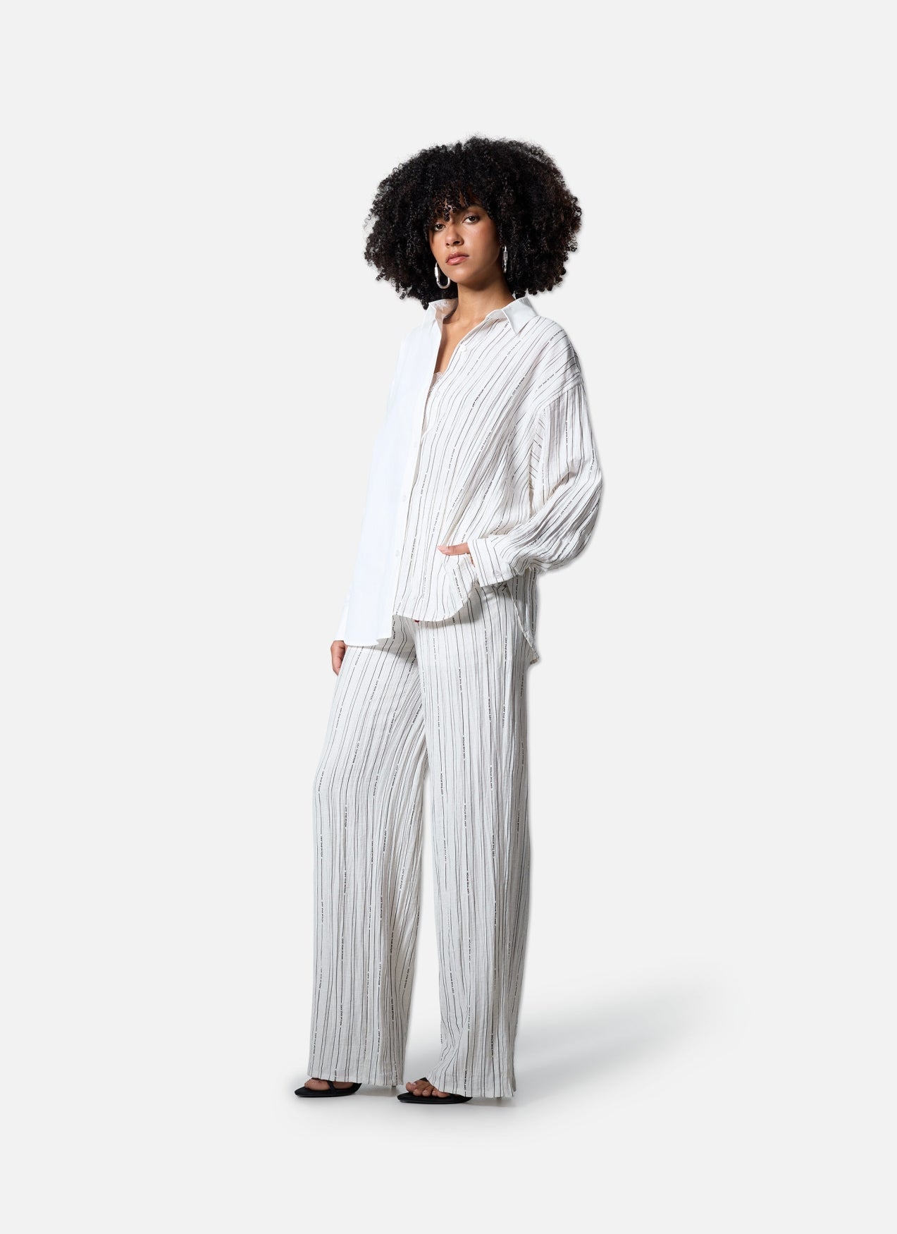 Asymmetric Striped Shirt | White