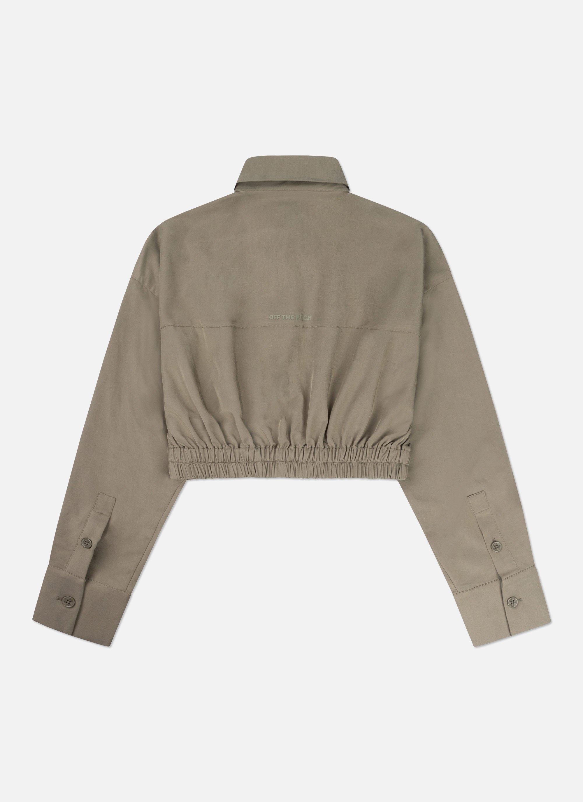 Gathered Cropped Shirt | Green/Grey
