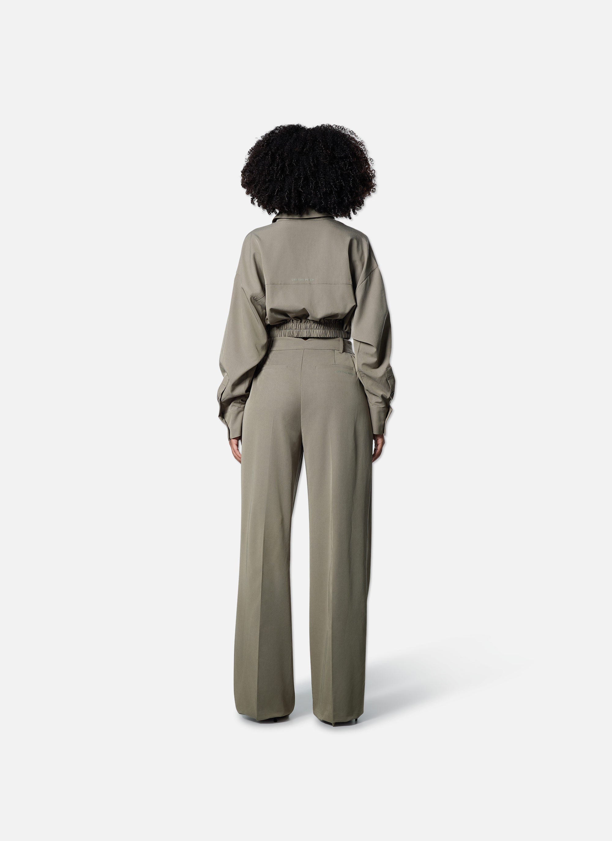 Gathered Drawstring Pants | Green/Grey