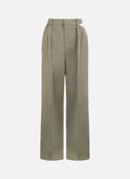 Gathered Drawstring Pants | Green/Grey
