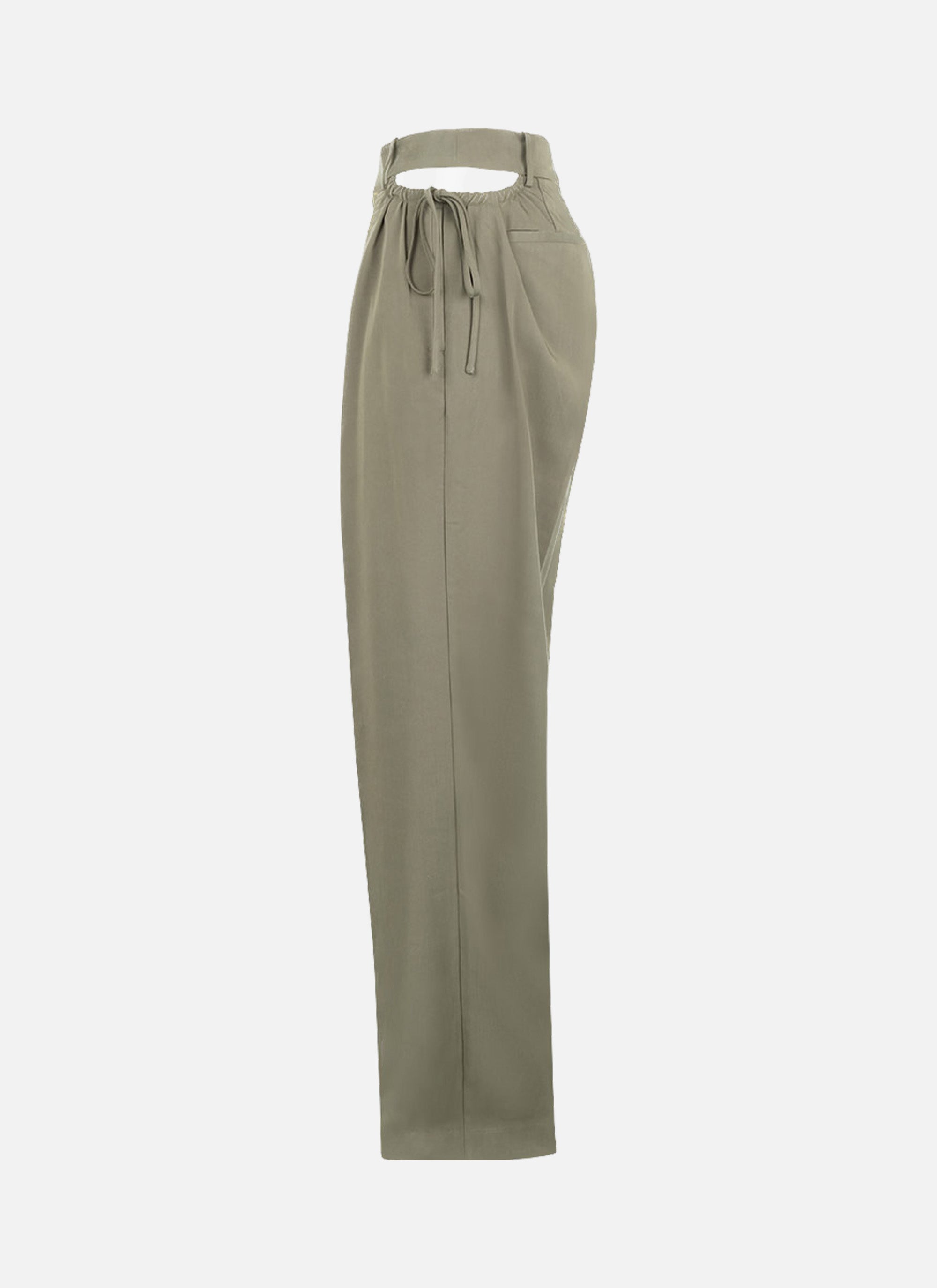 Gathered Drawstring Pants | Green/Grey