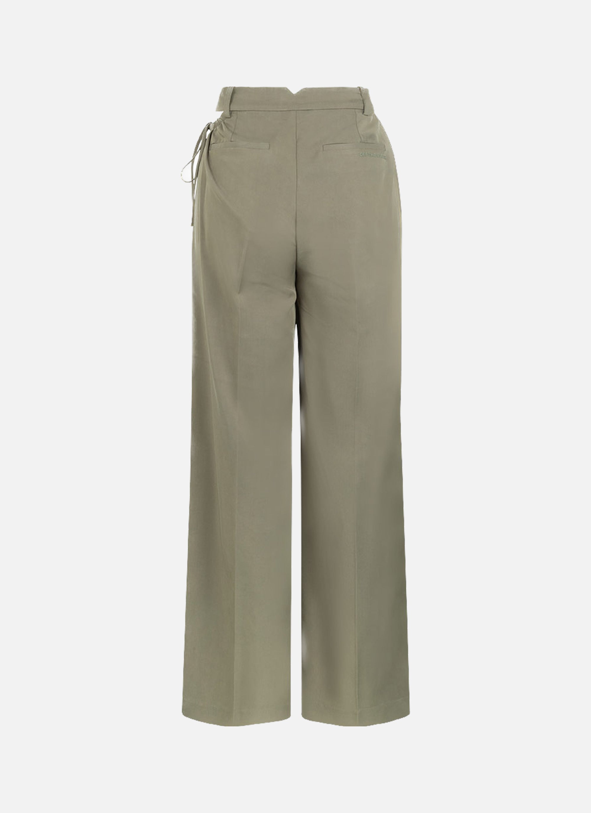 Gathered Drawstring Pants | Green/Grey
