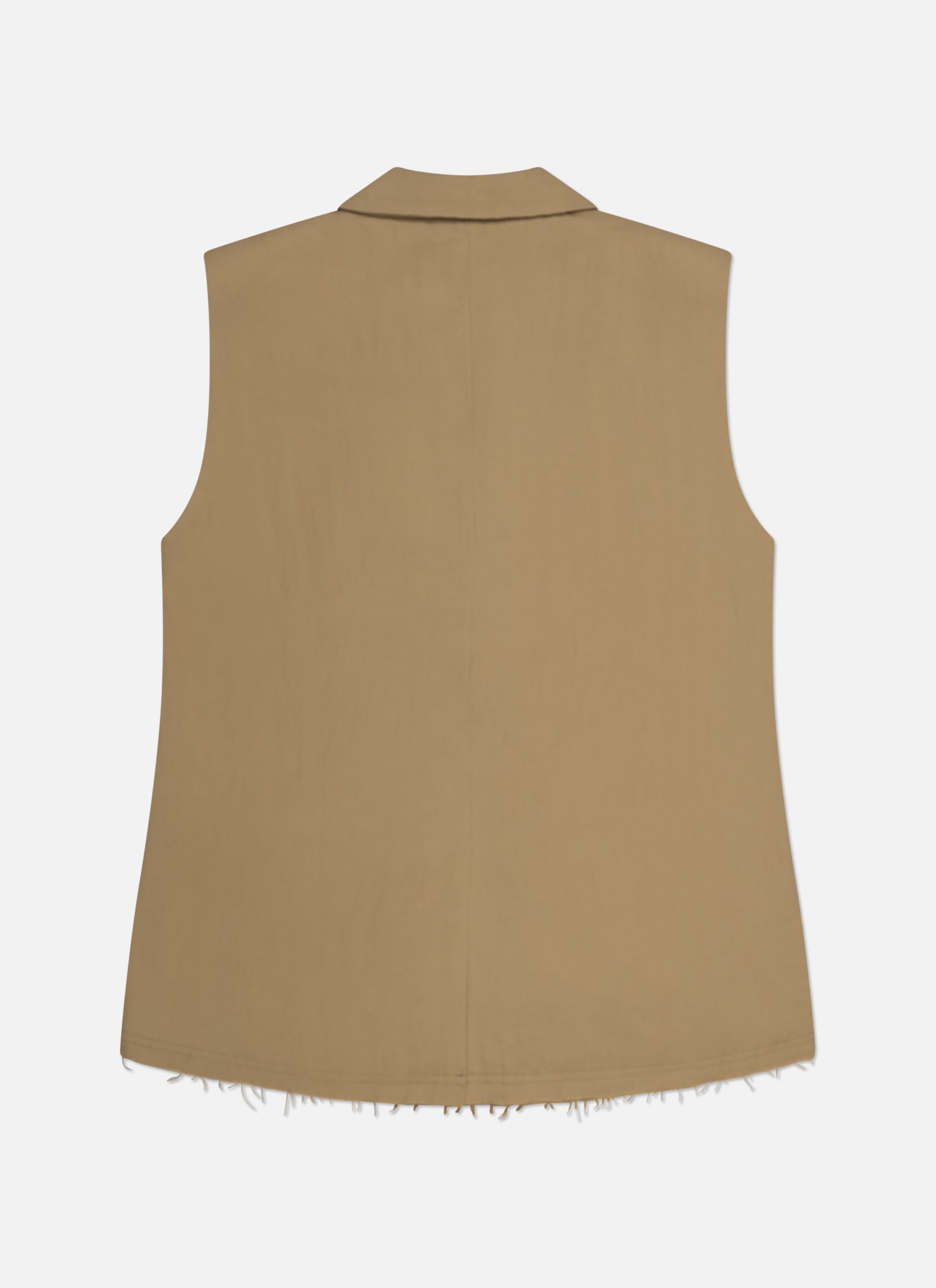 Sleeveless Frayed Blazer | Sand/Gold