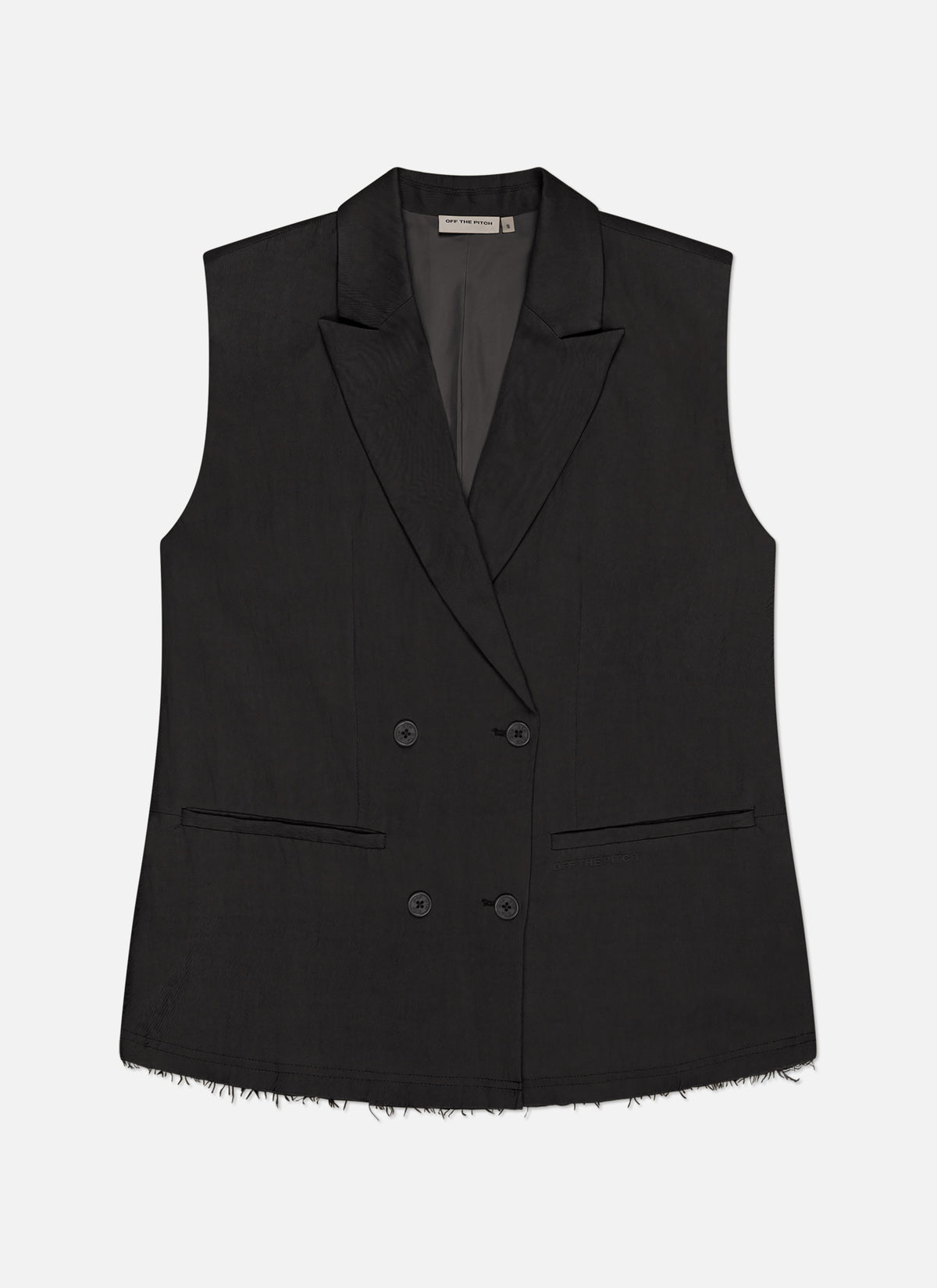 Sleeveless Frayed Blazer | Black