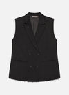 Sleeveless Frayed Blazer 