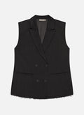 Sleeveless Frayed Blazer | Black