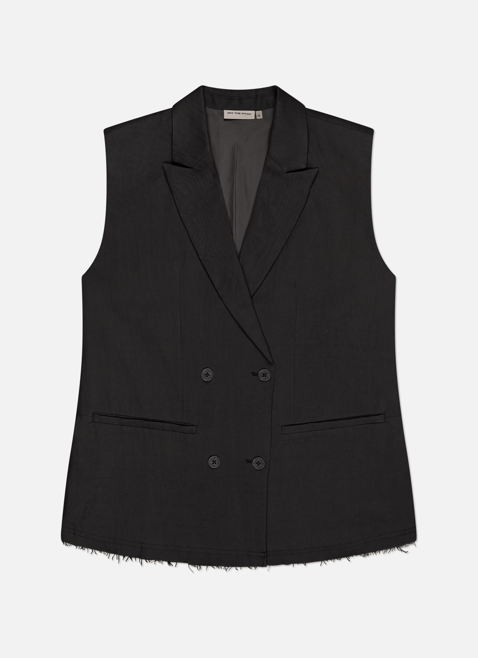Sleeveless Frayed Blazer | Black
