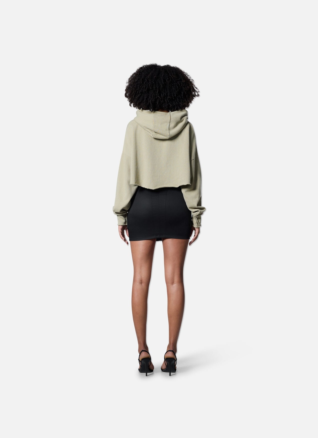 Frayed Edge Cropped Hood | Army