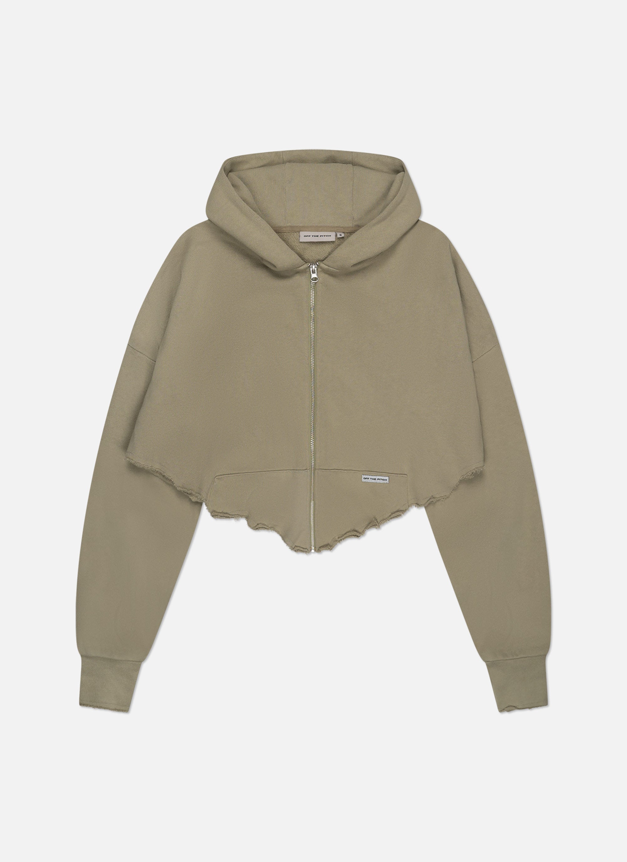 Frayed Edge Cropped Hood | Army