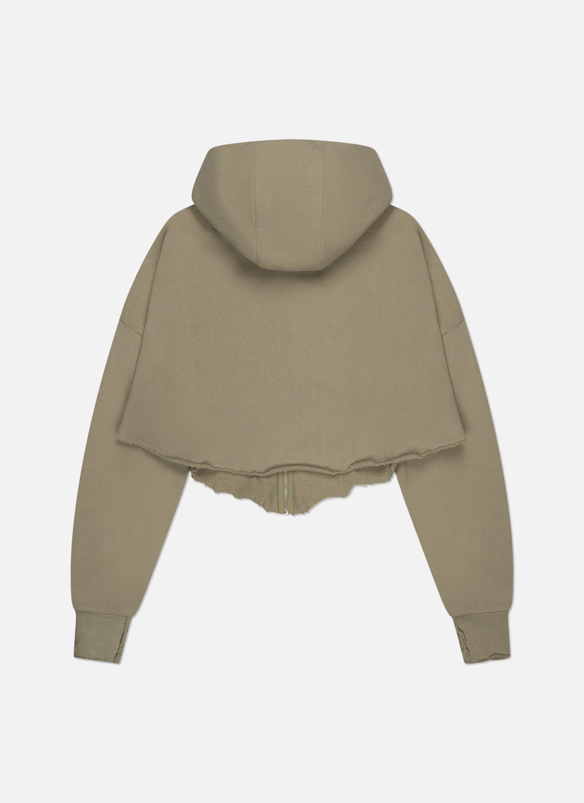 Frayed Edge Cropped Hood | Army