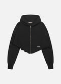 Frayed Edge Cropped Hood | Black