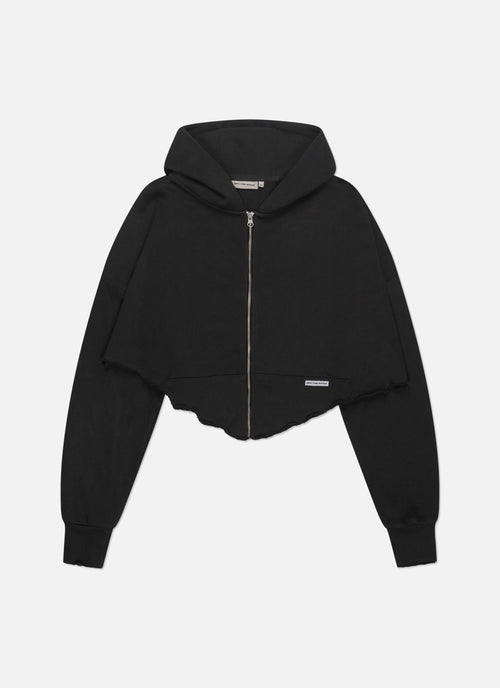 Frayed Edge Cropped Hood | Black