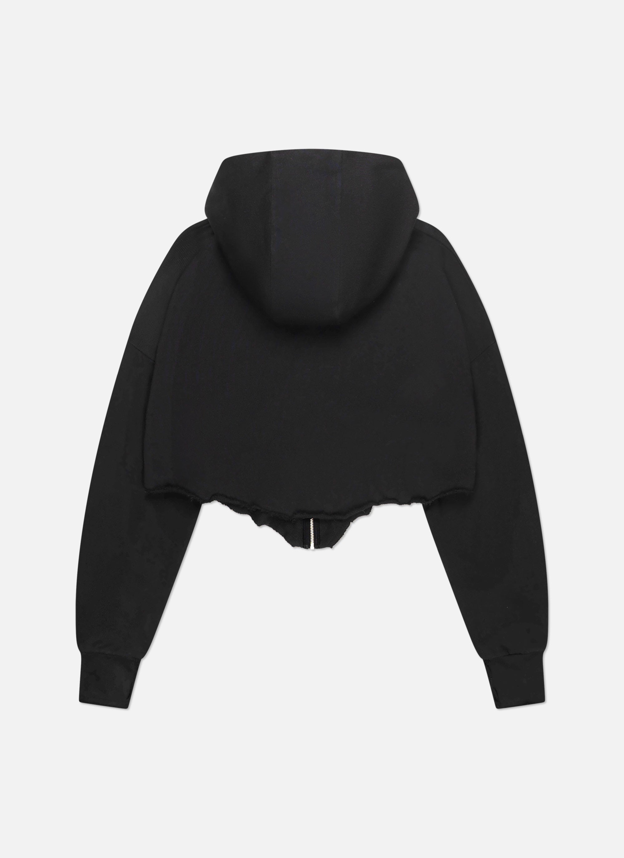 Frayed Edge Cropped Hood | Black