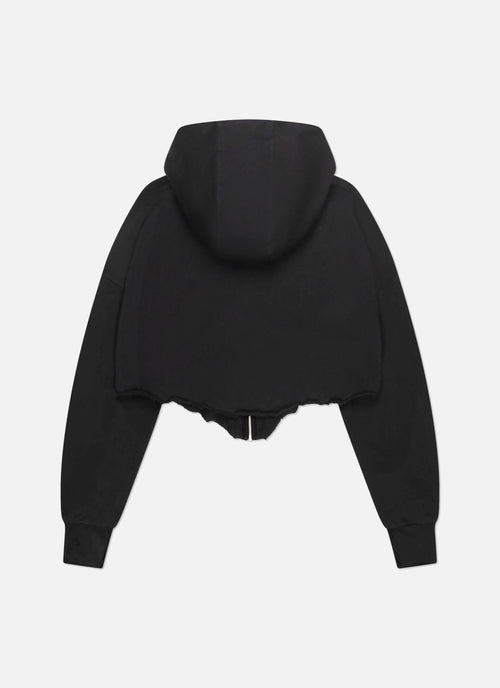 Frayed Edge Cropped Hood | Zwart
