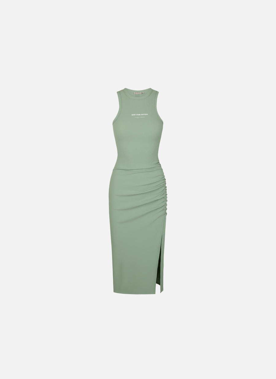 Gathered Ribbed Dress 
