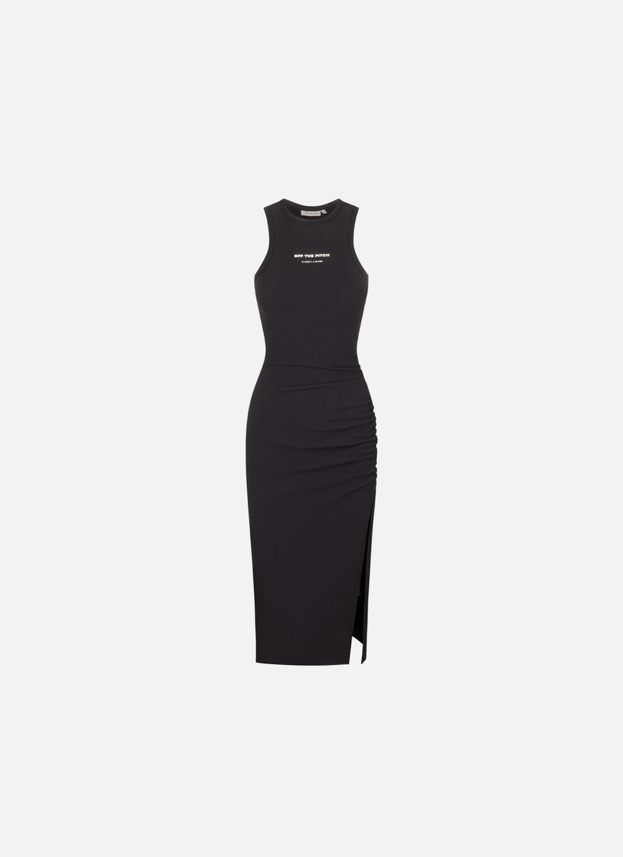 Gathered Ribbed Dress 