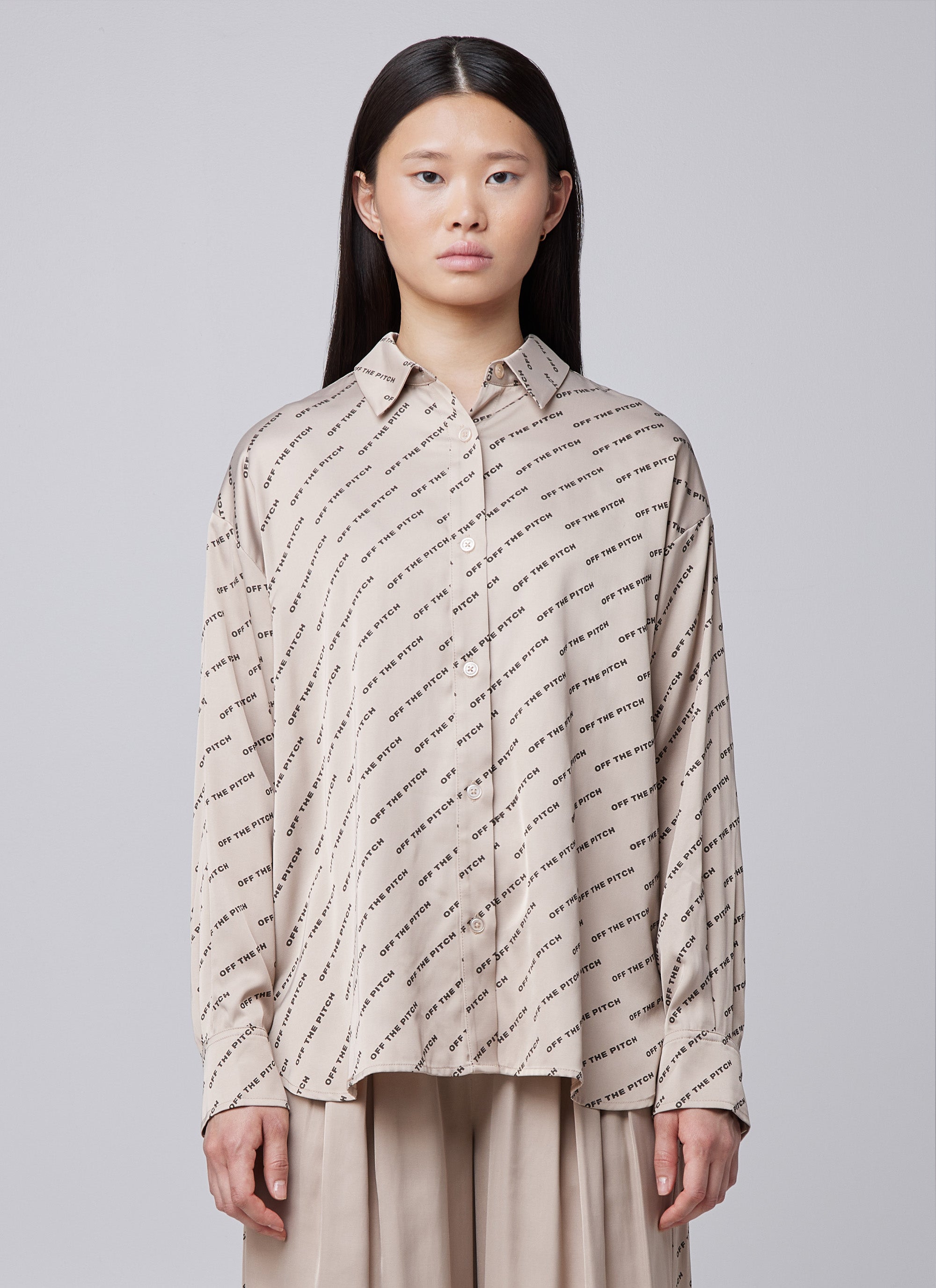 Satin Paige Shirt | Sand